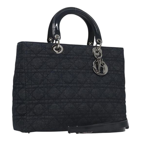DIOR Canage Hand Bag Canvas Navy Silver - Picture 1 of 14